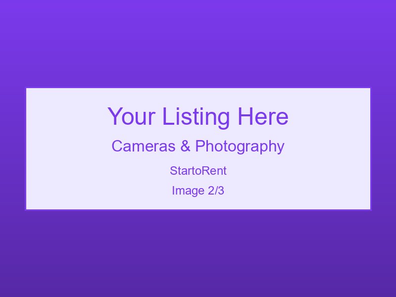 Professional Cameras & Photography For Rent